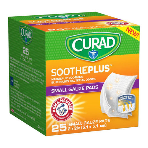 Curad Sootheplus Small Gauze Pads with Baking Soda, Arm and Hammer 2 X 2 in, 25 Ea